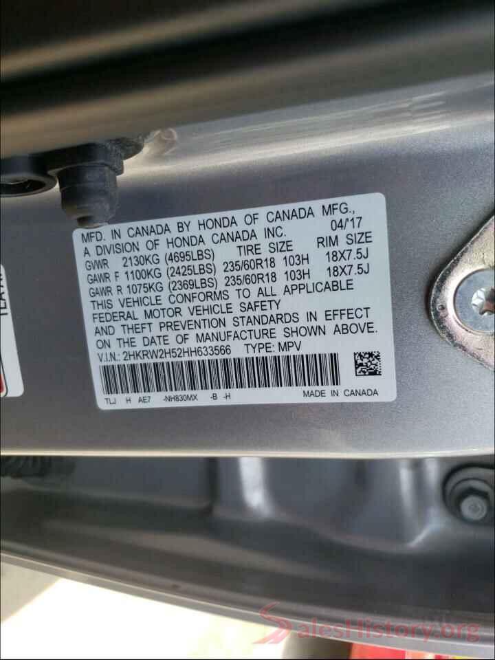 2HKRW2H52HH633566 2017 HONDA CRV