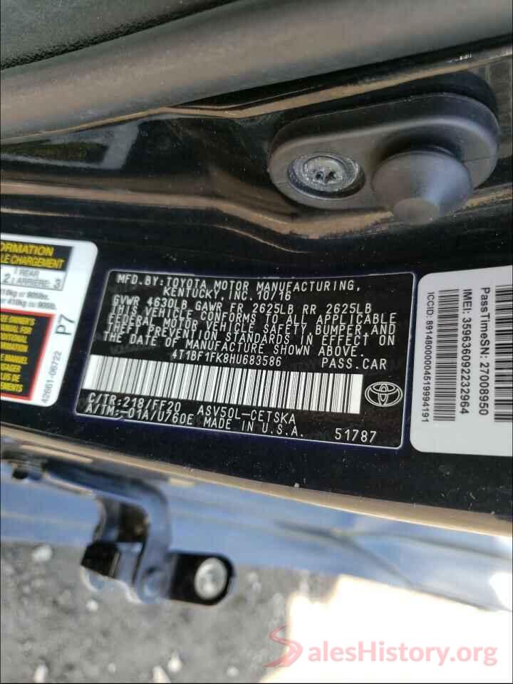 4T1BF1FK8HU683586 2017 TOYOTA CAMRY