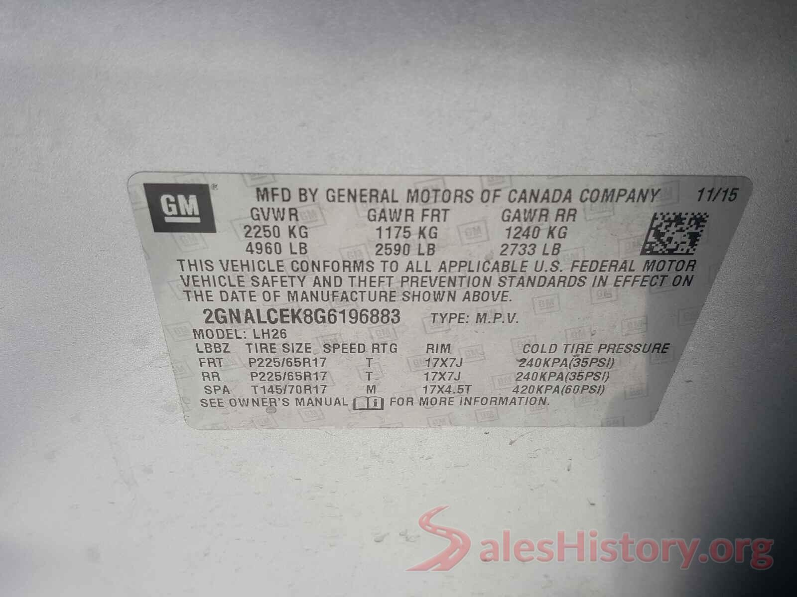 2GNALCEK8G6196883 2016 CHEVROLET EQUINOX