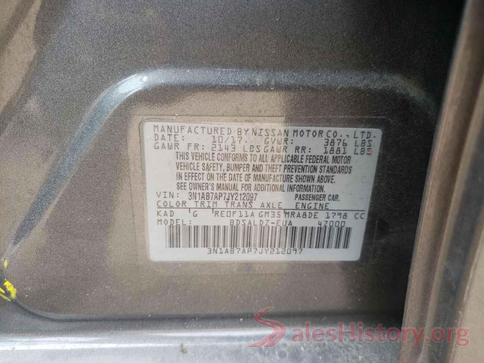 3N1AB7AP7JY212097 2018 NISSAN SENTRA