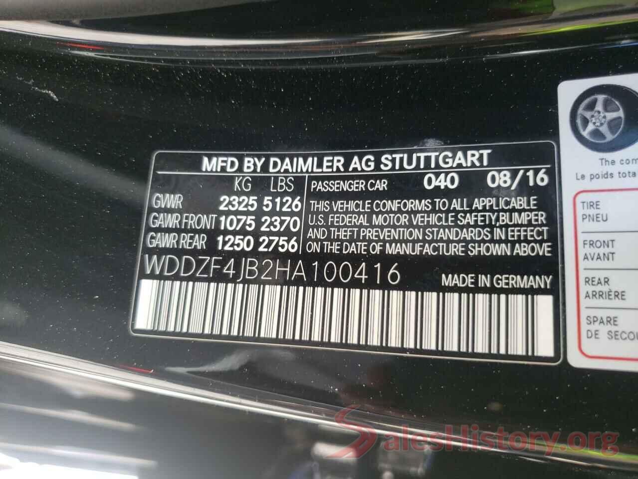 WDDZF4JB2HA100416 2017 MERCEDES-BENZ E-CLASS