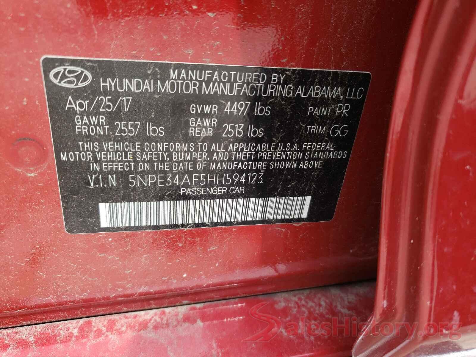 5NPE34AF5HH594123 2017 HYUNDAI SONATA