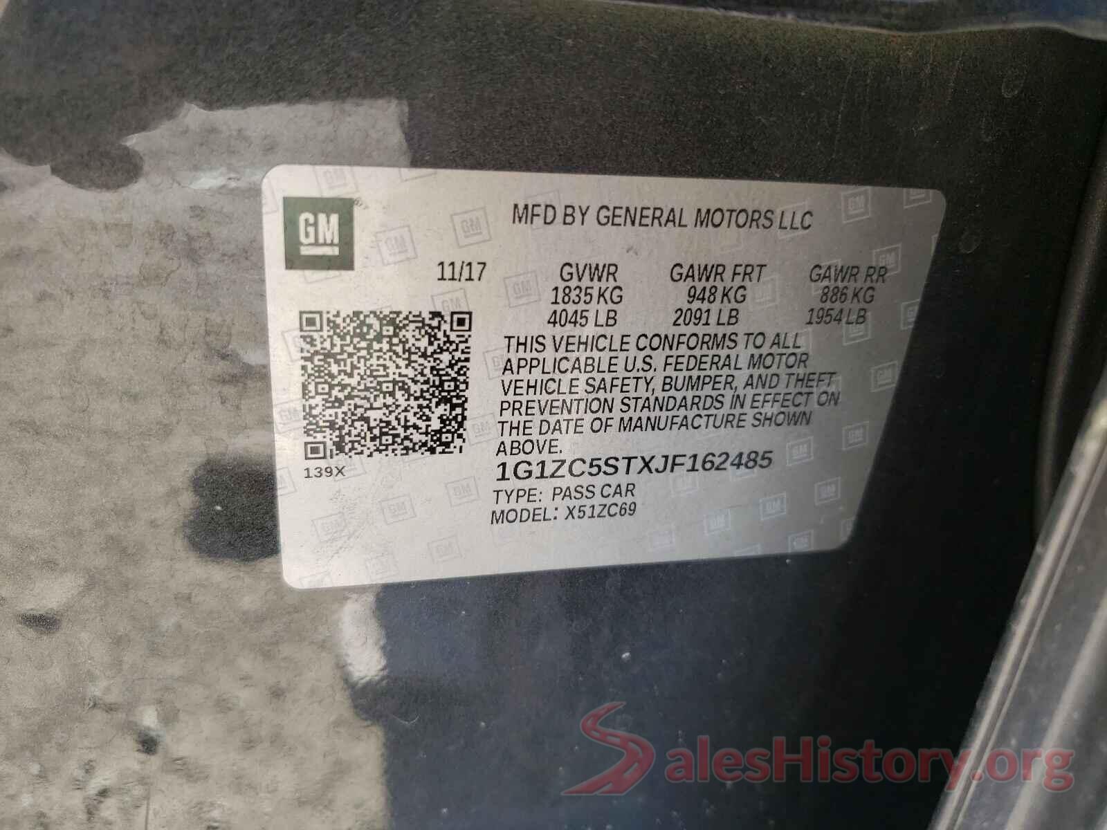 1G1ZC5STXJF162485 2018 CHEVROLET MALIBU