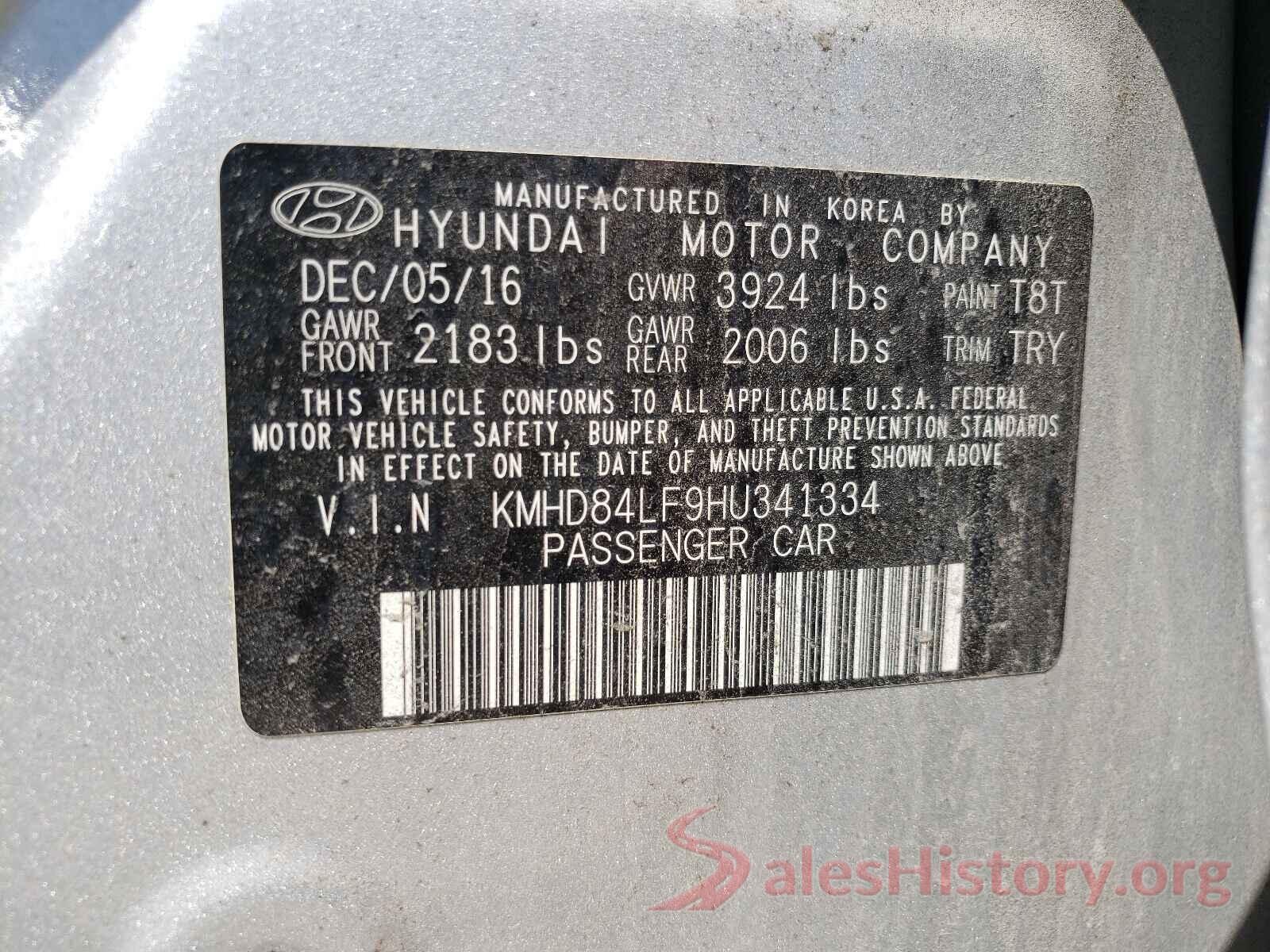 KMHD84LF9HU341334 2017 HYUNDAI ELANTRA