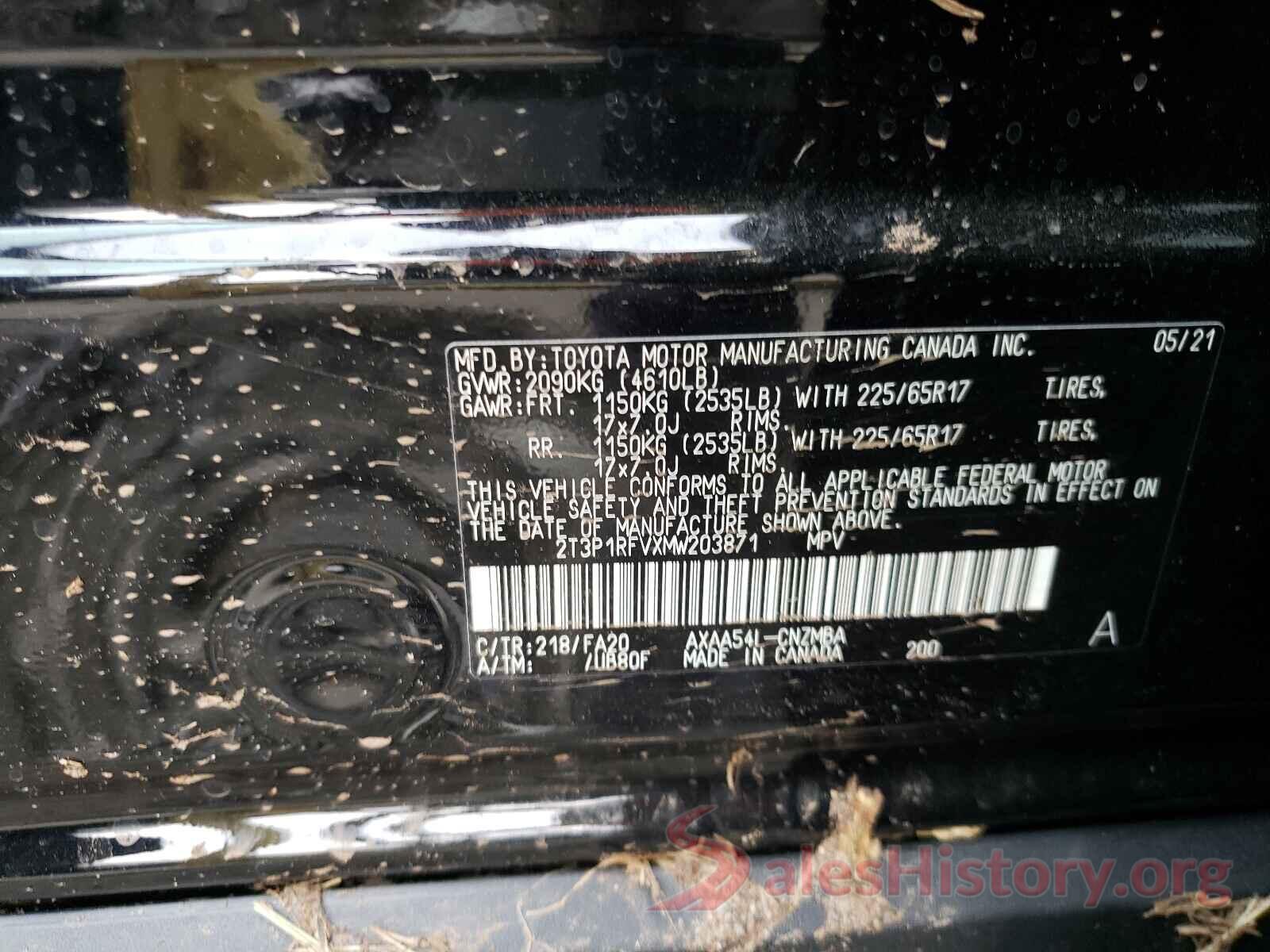 2T3P1RFVXMW203871 2021 TOYOTA RAV4