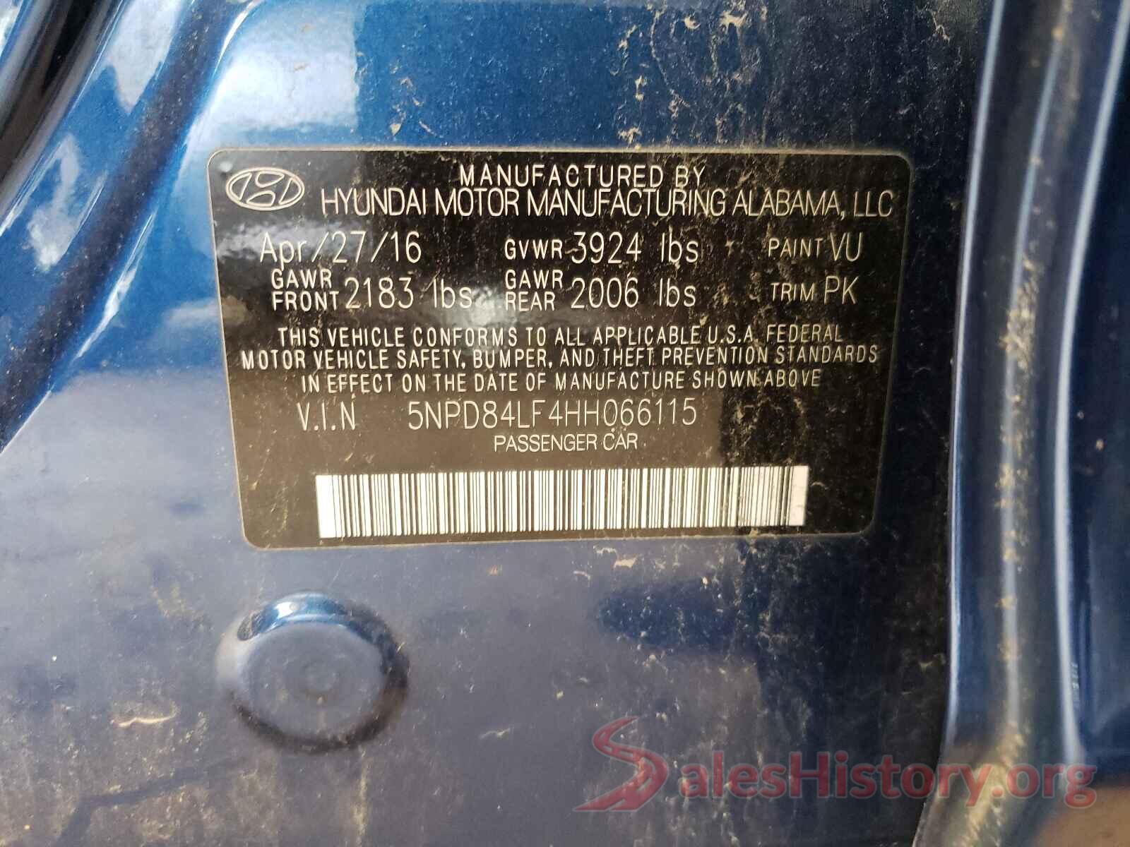 5NPD84LF4HH066115 2017 HYUNDAI ELANTRA