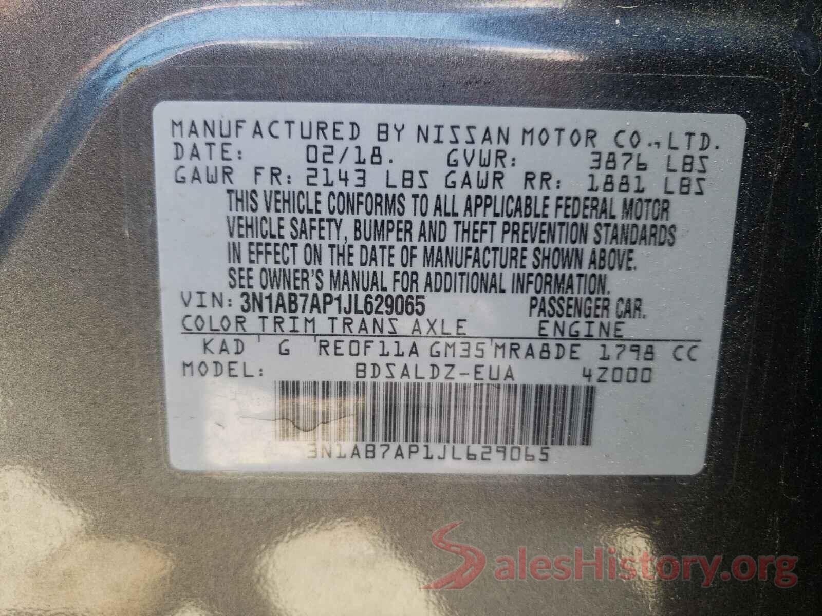 3N1AB7AP1JL629065 2018 NISSAN SENTRA