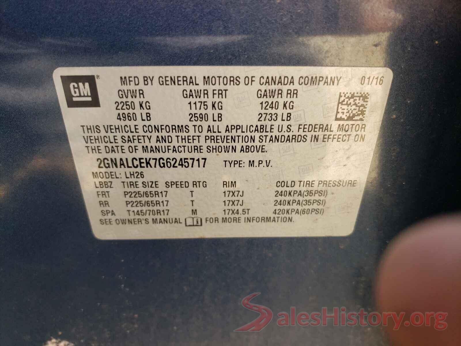 2GNALCEK7G6245717 2016 CHEVROLET EQUINOX