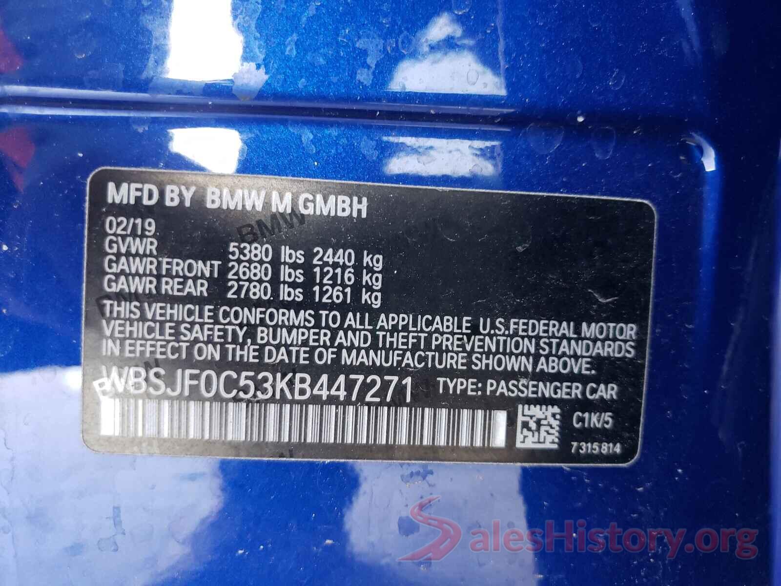 WBSJF0C53KB447271 2019 BMW M5