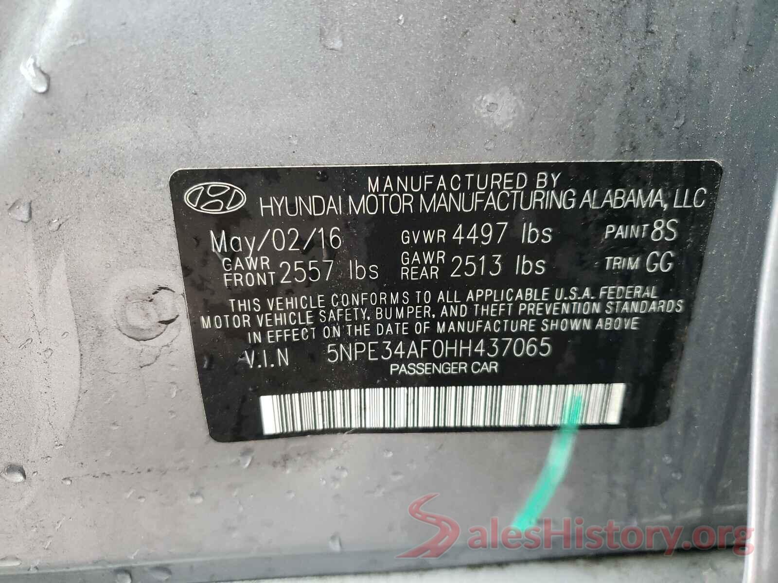 5NPE34AF0HH437065 2017 HYUNDAI SONATA