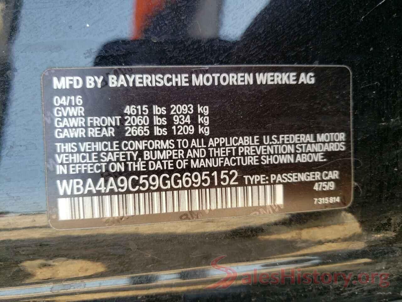 WBA4A9C59GG695152 2016 BMW 4 SERIES