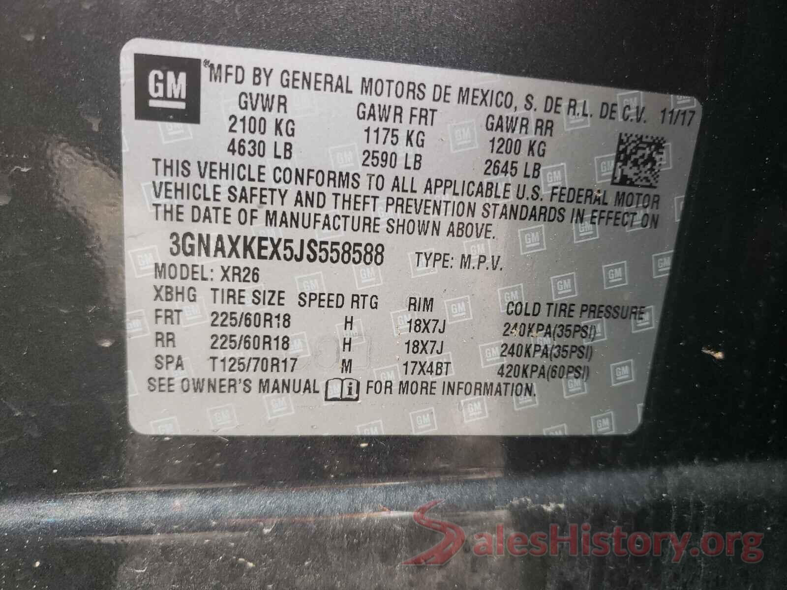 3GNAXKEX5JS558588 2018 CHEVROLET EQUINOX