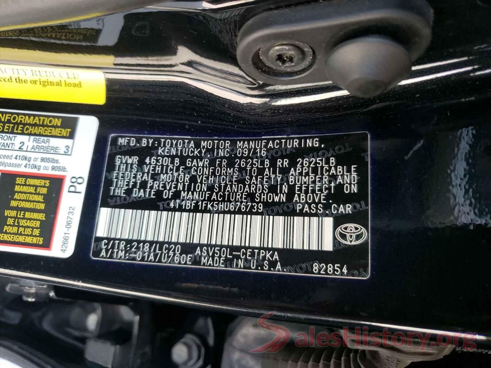 4T1BF1FK5HU676739 2017 TOYOTA CAMRY