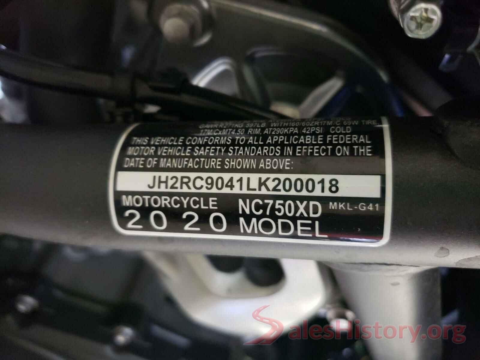 JH2RC9041LK200018 2020 HONDA NC CYCLE