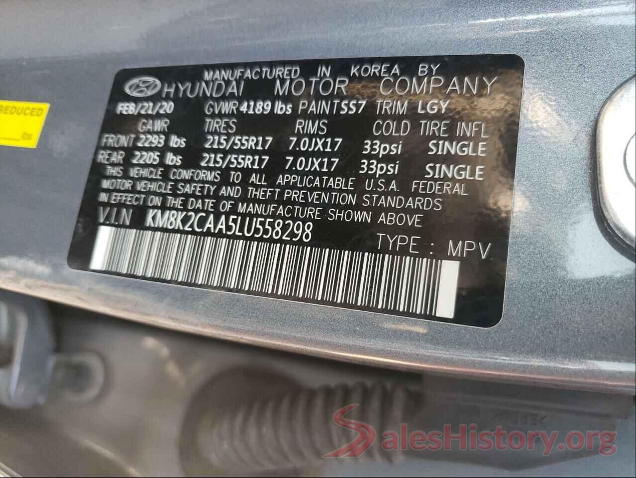 KM8K2CAA5LU558298 2020 HYUNDAI KONA