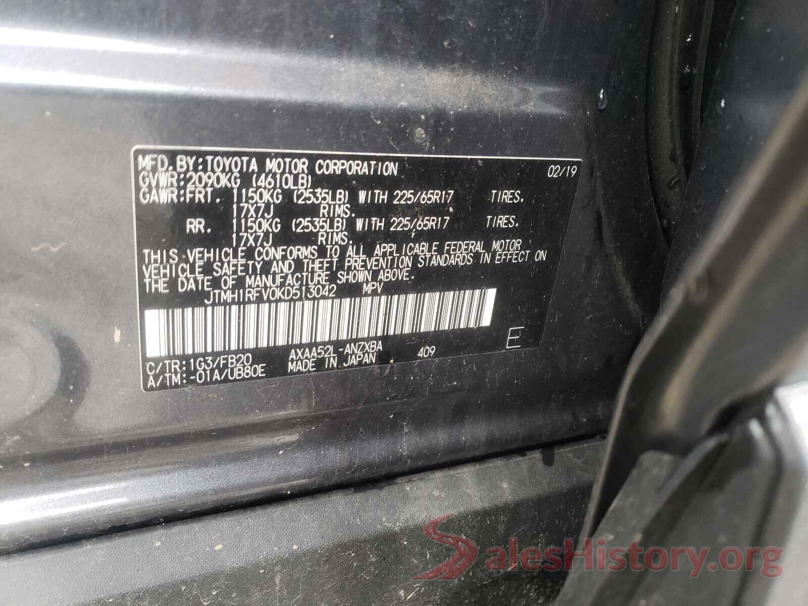 JTMH1RFV0KD513042 2019 TOYOTA RAV4