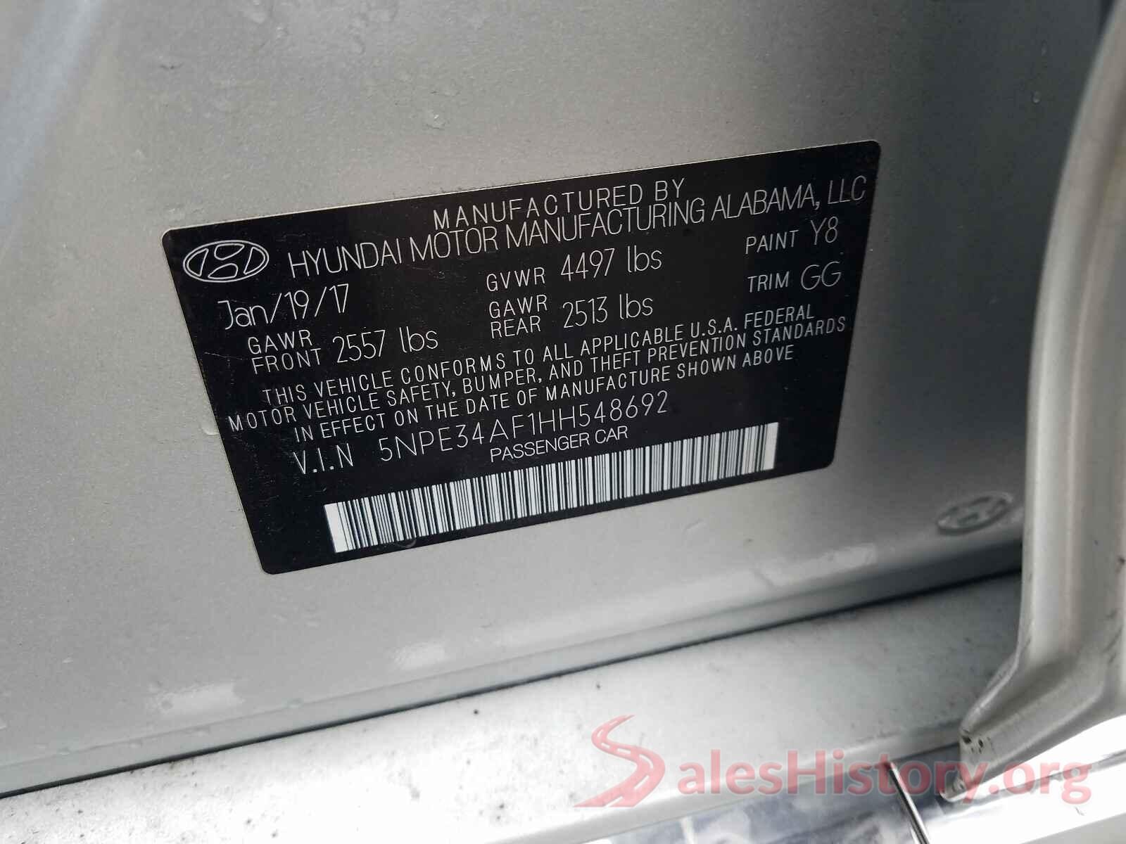 5NPE34AF1HH548692 2017 HYUNDAI SONATA