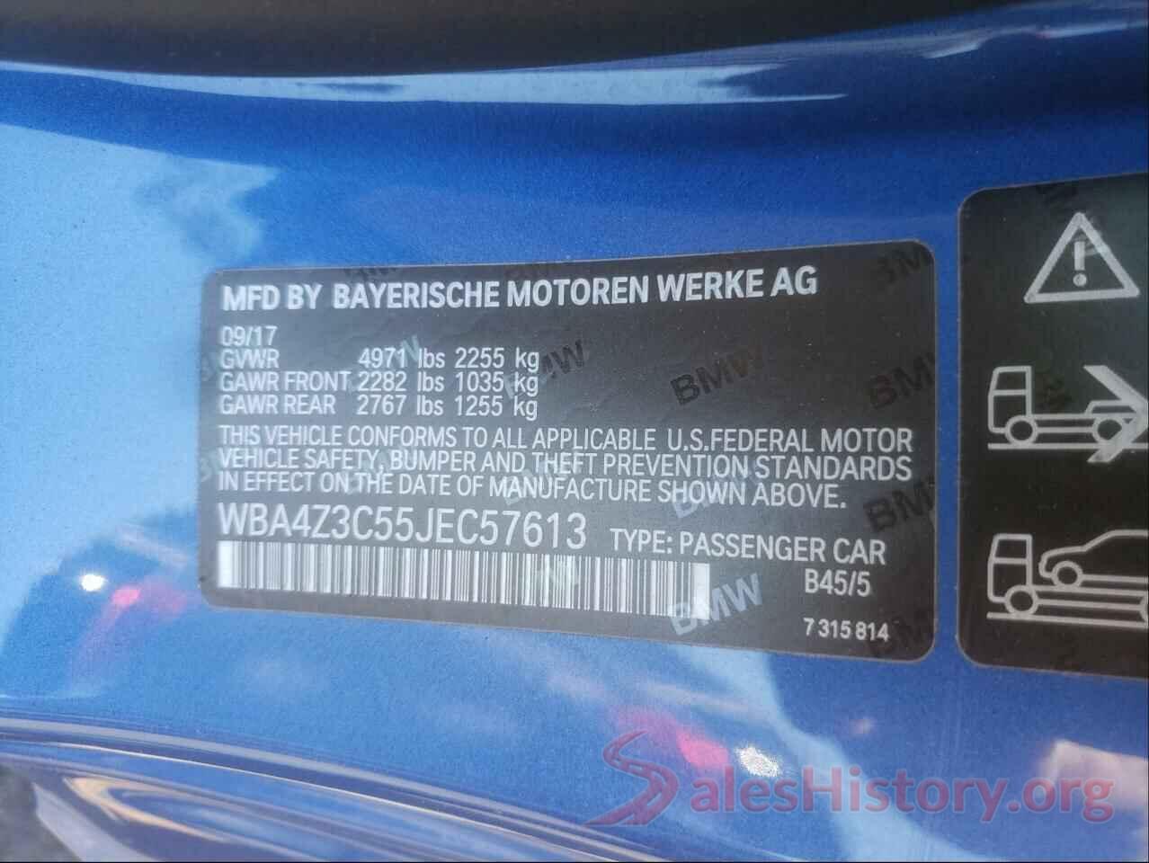 WBA4Z3C55JEC57613 2018 BMW 4 SERIES