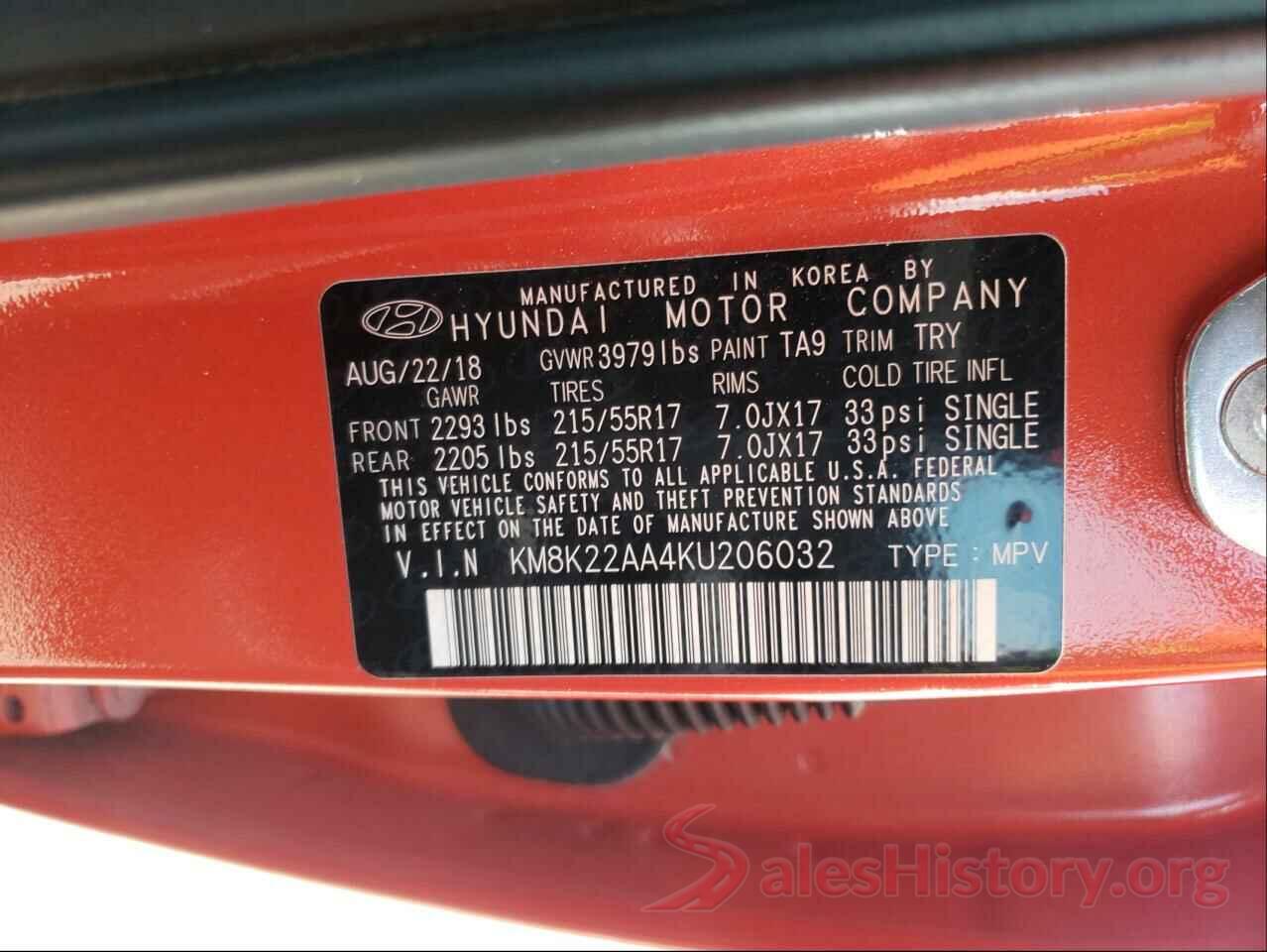 KM8K22AA4KU206032 2019 HYUNDAI KONA