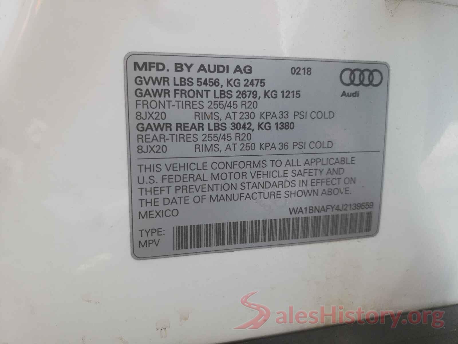 WA1BNAFY4J2139559 2018 AUDI Q5