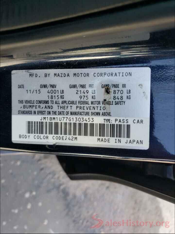 JM1BM1U77G1303453 2016 MAZDA 3