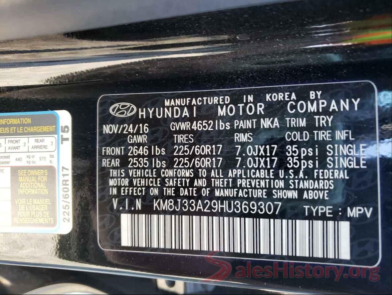 KM8J33A29HU369307 2017 HYUNDAI TUCSON