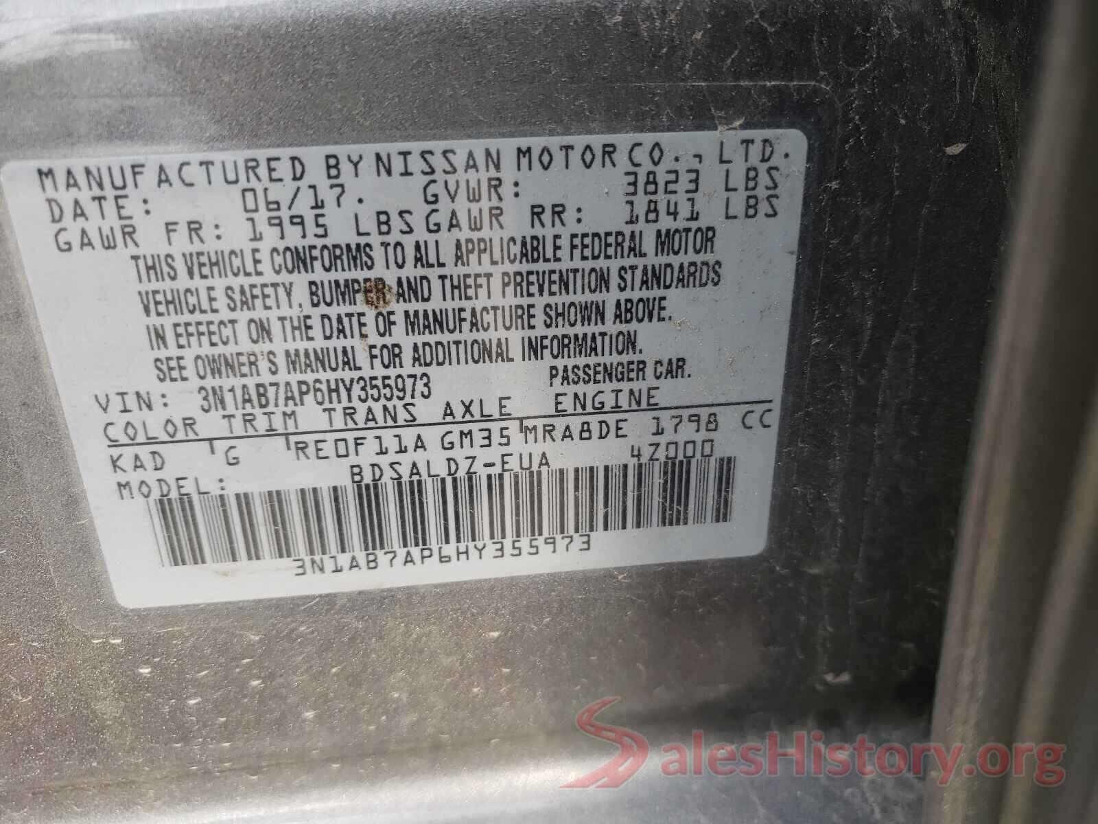 3N1AB7AP6HY355973 2017 NISSAN SENTRA