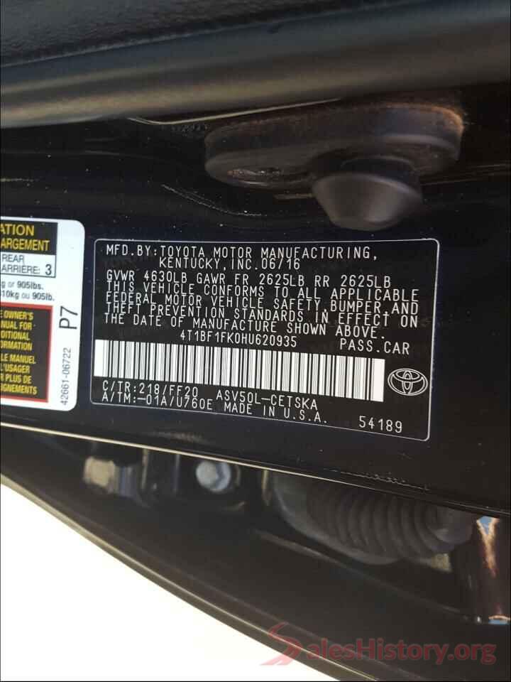 4T1BF1FK0HU620935 2017 TOYOTA CAMRY