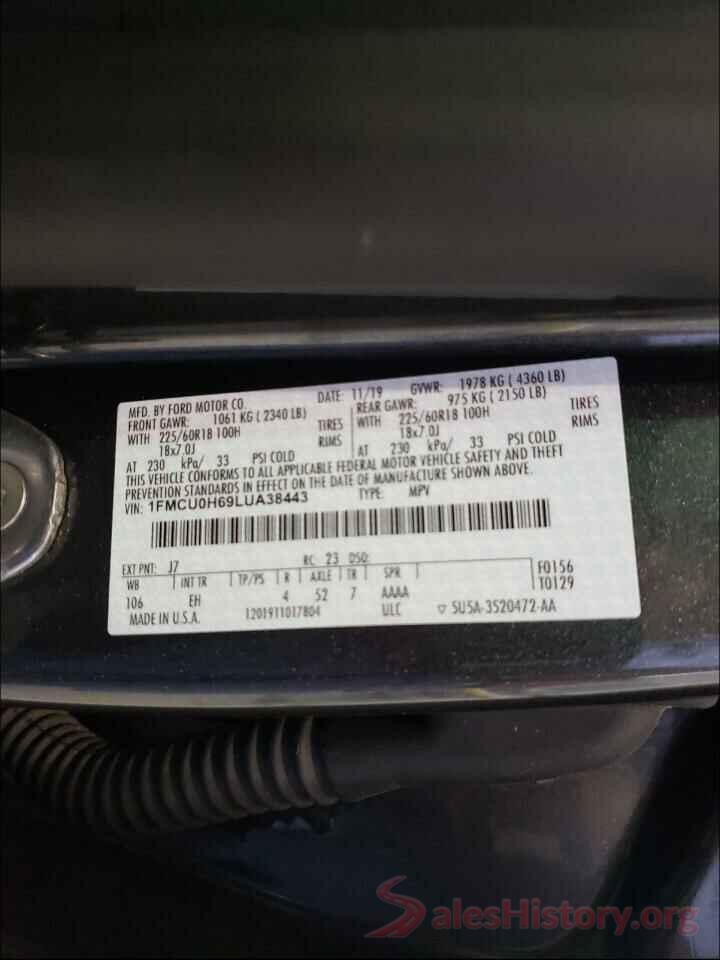 1FMCU0H69LUA38443 2020 FORD ESCAPE