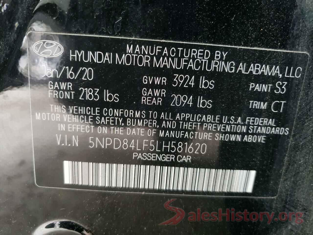 5NPD84LF5LH581620 2020 HYUNDAI ELANTRA