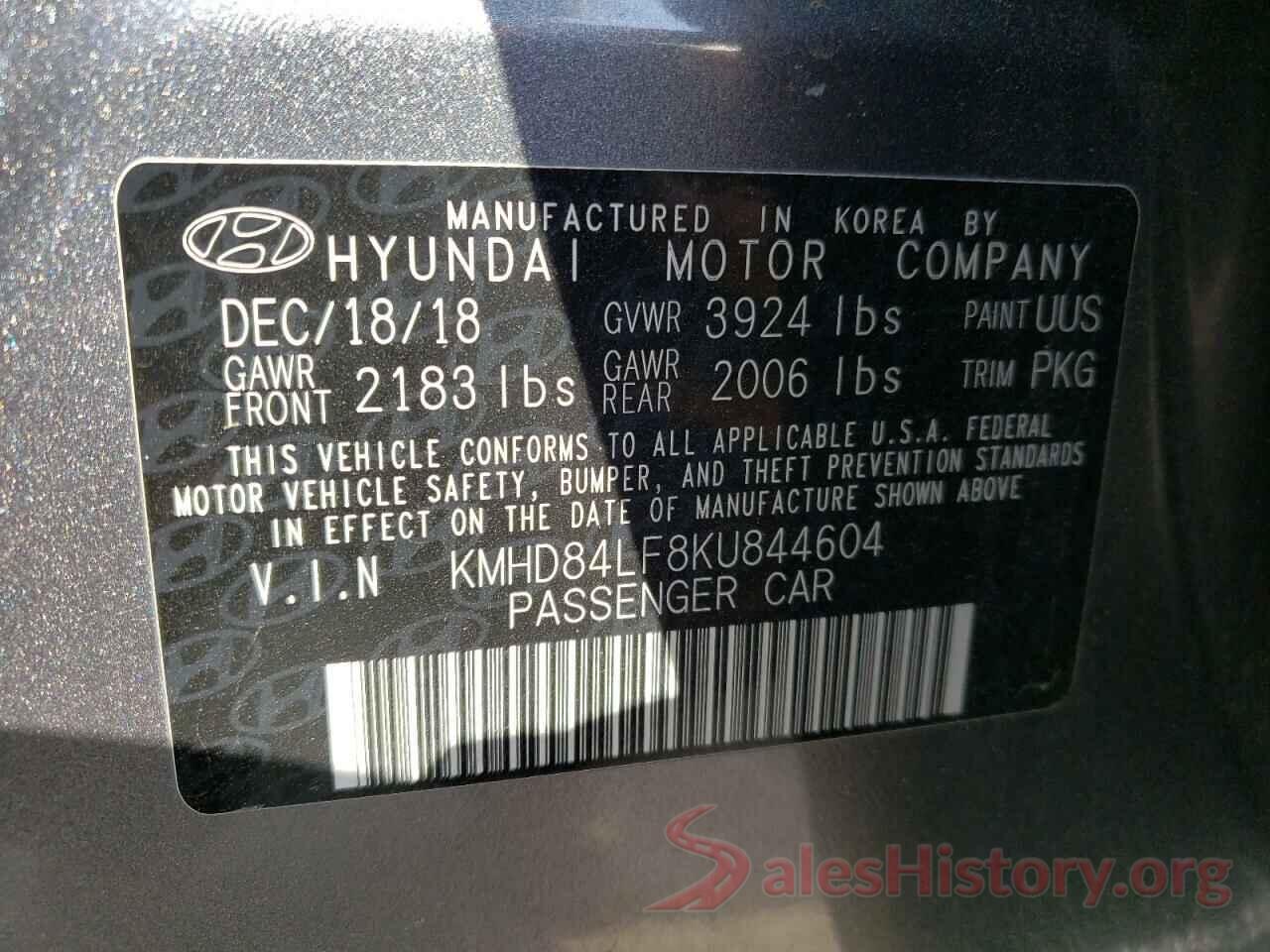 KMHD84LF8KU844604 2019 HYUNDAI ELANTRA