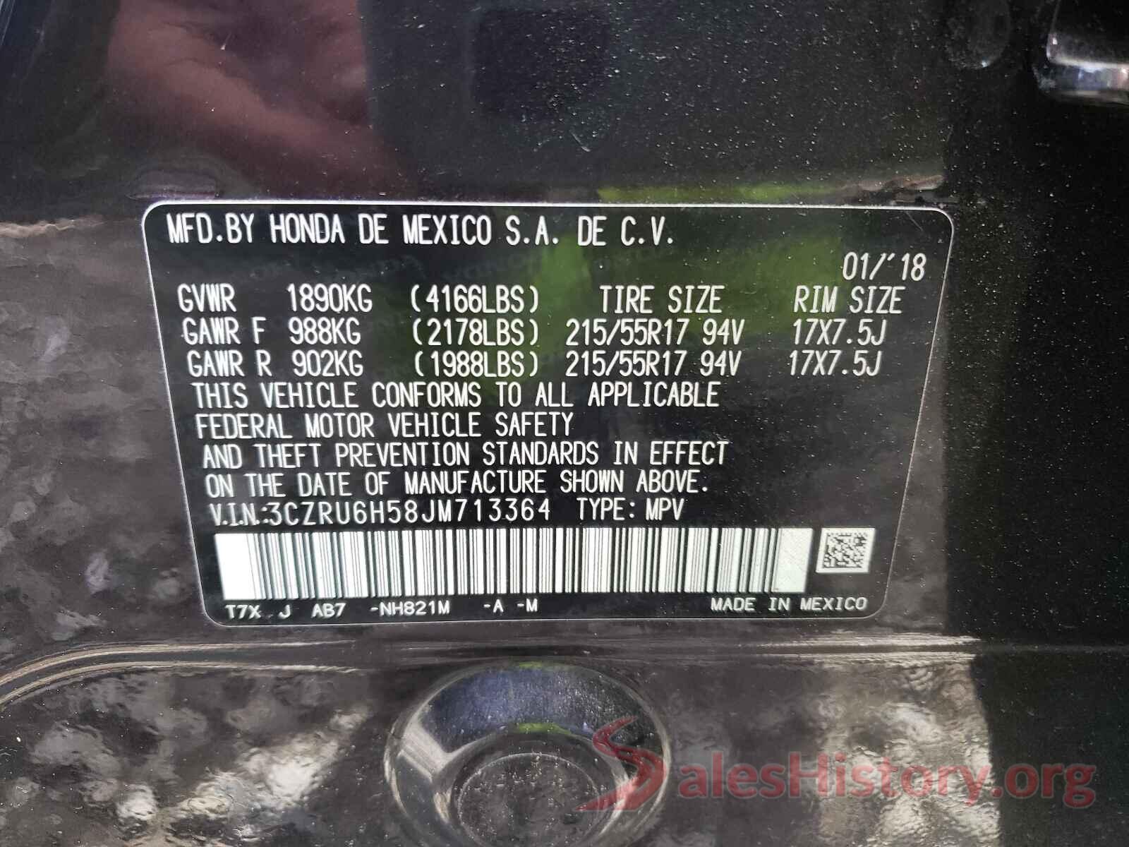 3CZRU6H58JM713364 2018 HONDA HR-V