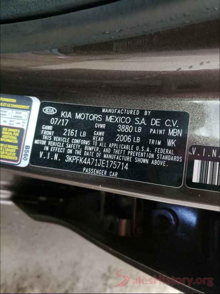 3KPFK4A71JE175714 2018 KIA FORTE