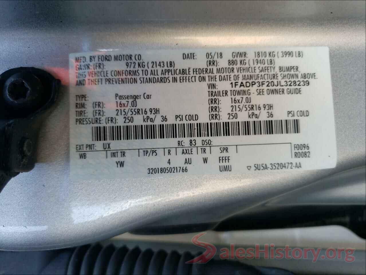 1FADP3F20JL328239 2018 FORD FOCUS