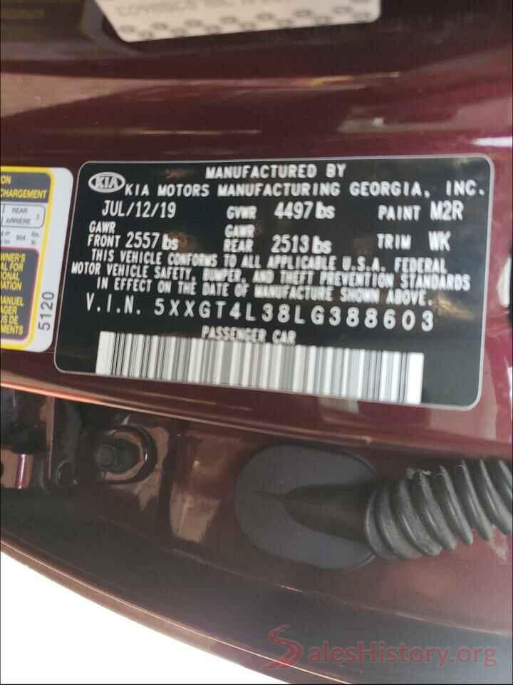 5XXGT4L38LG388603 2020 KIA OPTIMA