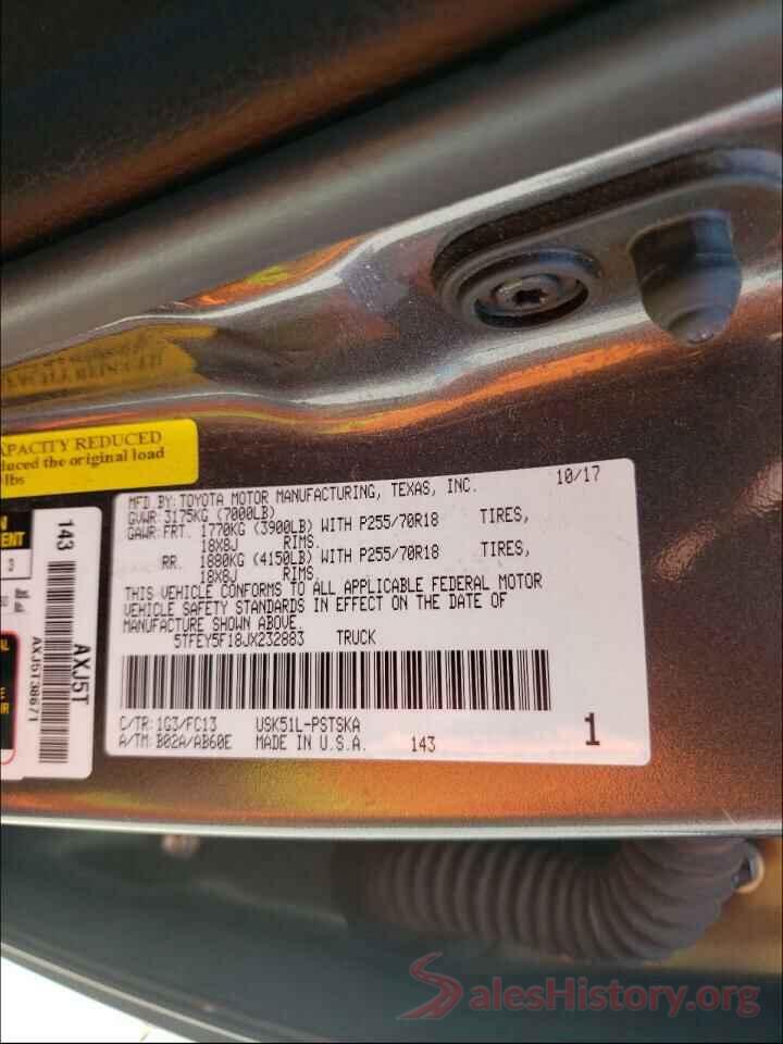 5TFEY5F18JX232883 2018 TOYOTA TUNDRA