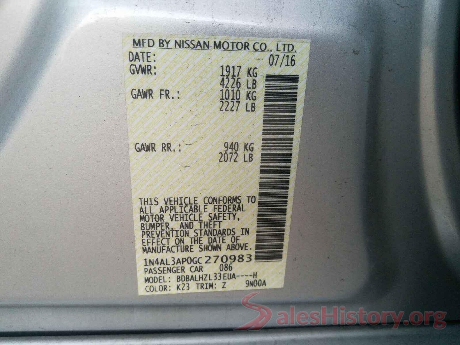 1N4AL3AP0GC270983 2016 NISSAN ALTIMA