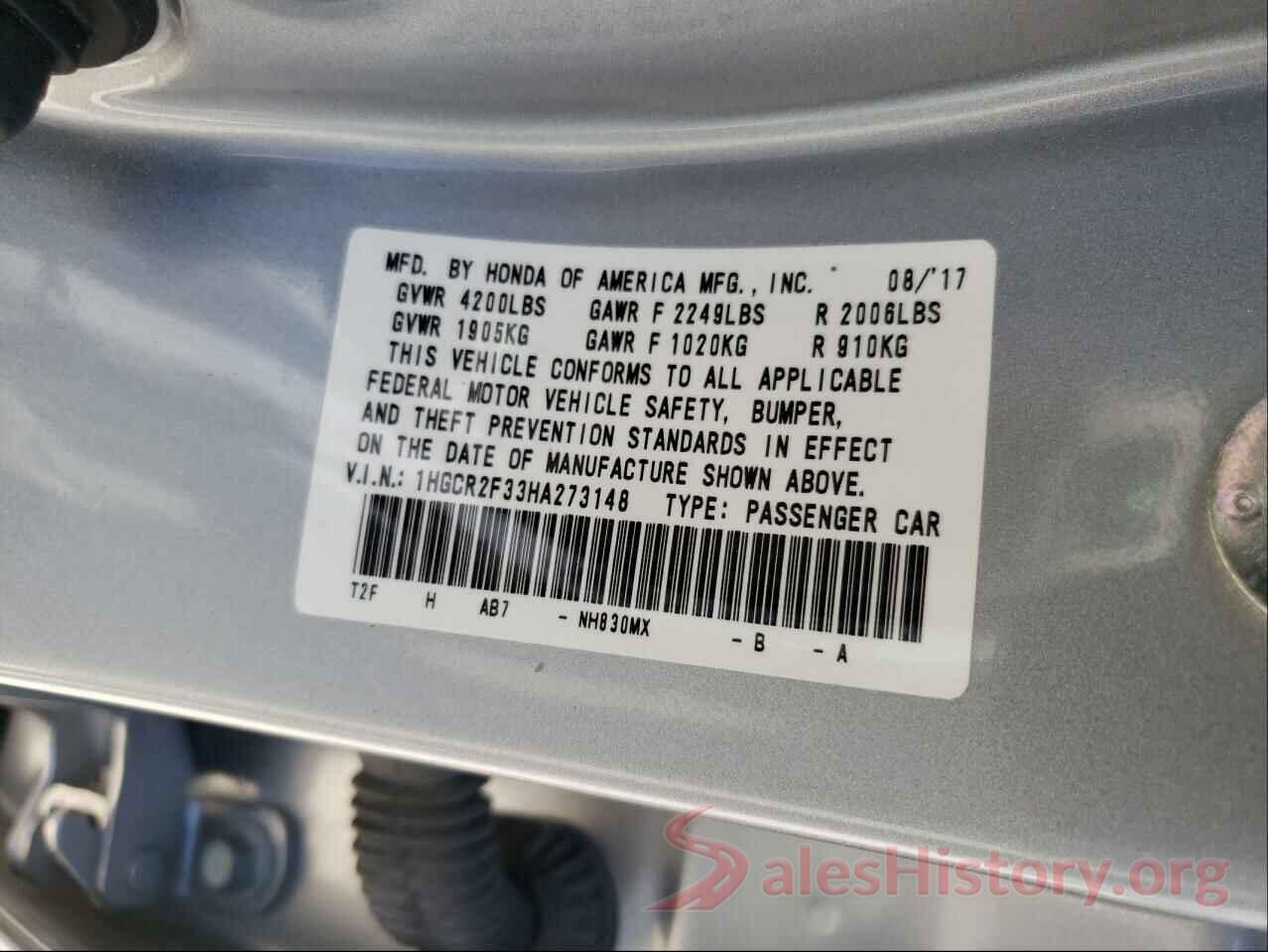 1HGCR2F33HA273148 2017 HONDA ACCORD