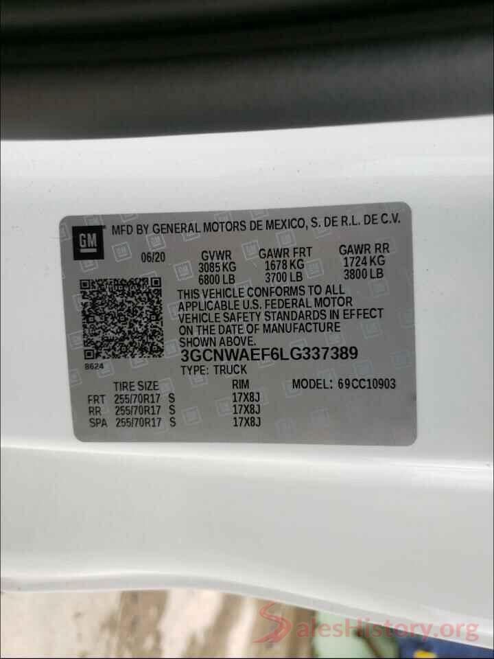 3GCNWAEF6LG337389 2020 CHEVROLET SILVERADO