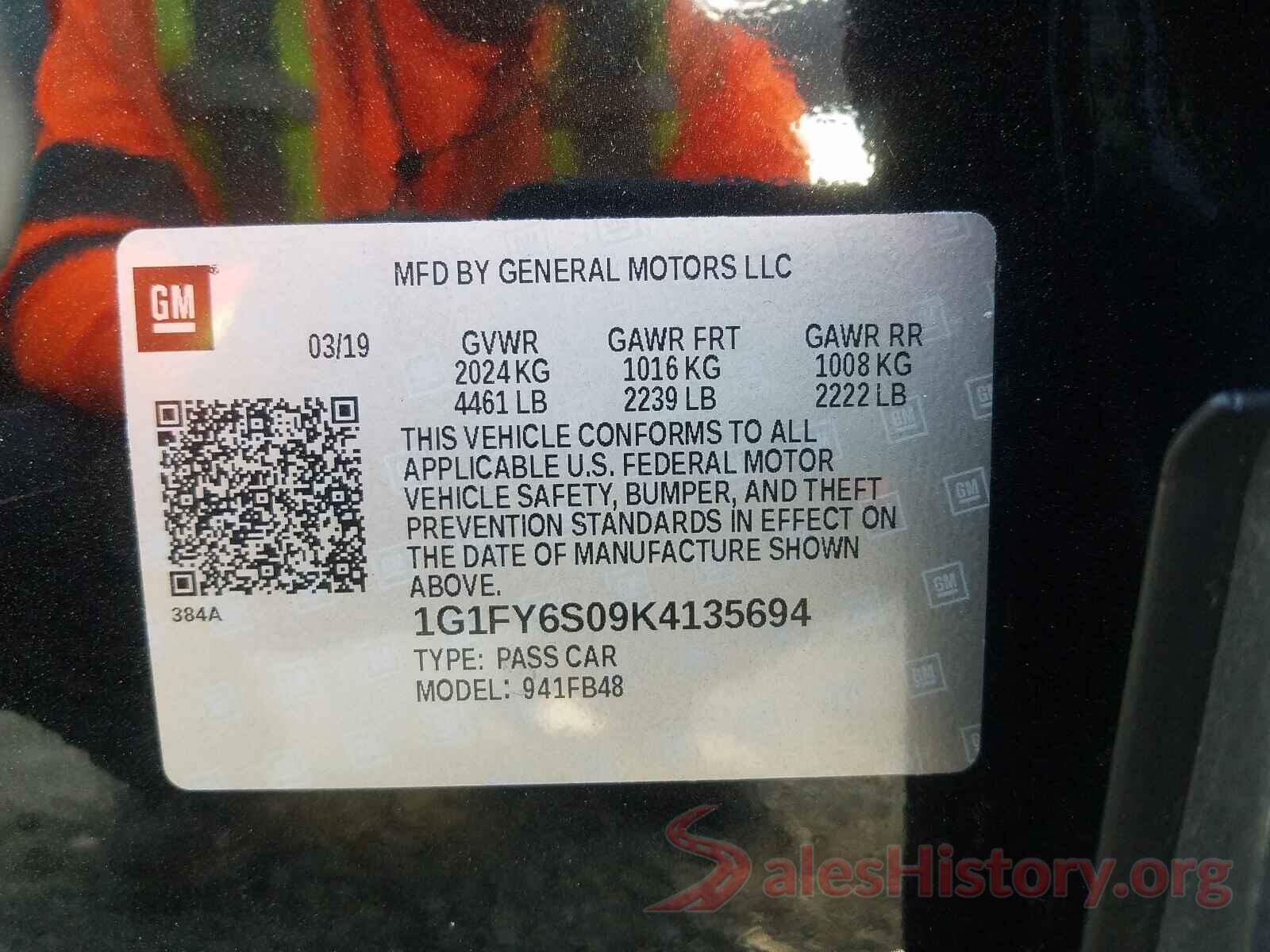 1G1FY6S09K4135694 2019 CHEVROLET BOLT