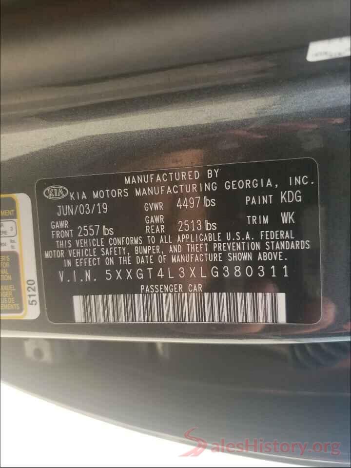 5XXGT4L3XLG380311 2020 KIA OPTIMA