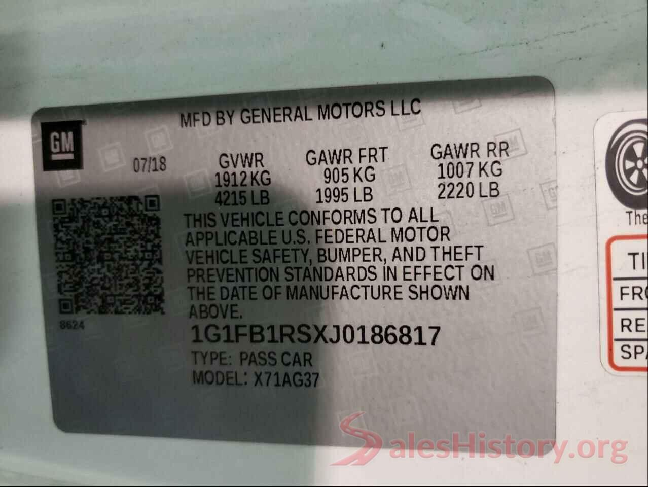 1G1FB1RSXJ0186817 2018 CHEVROLET CAMARO