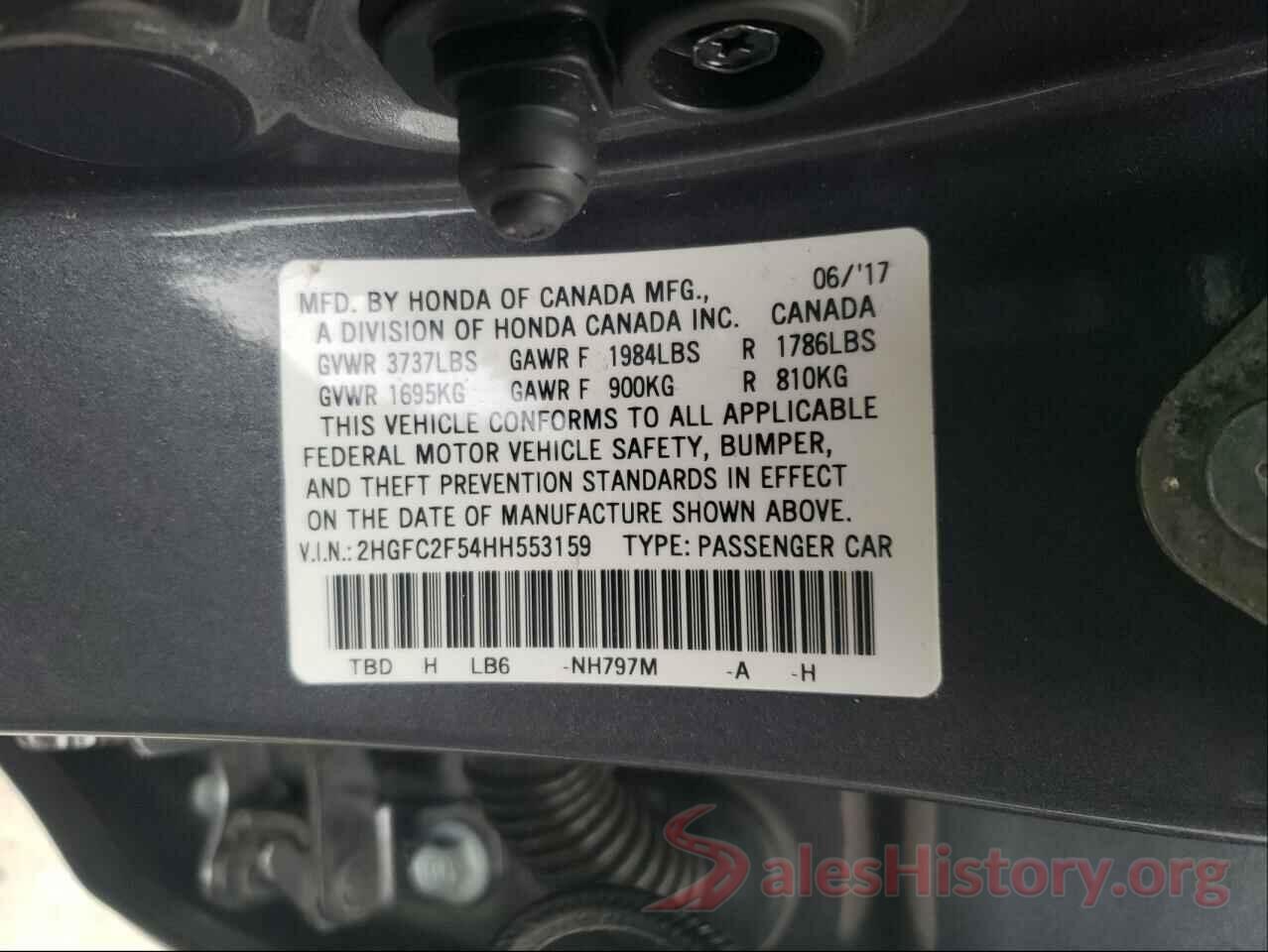 2HGFC2F54HH553159 2017 HONDA CIVIC