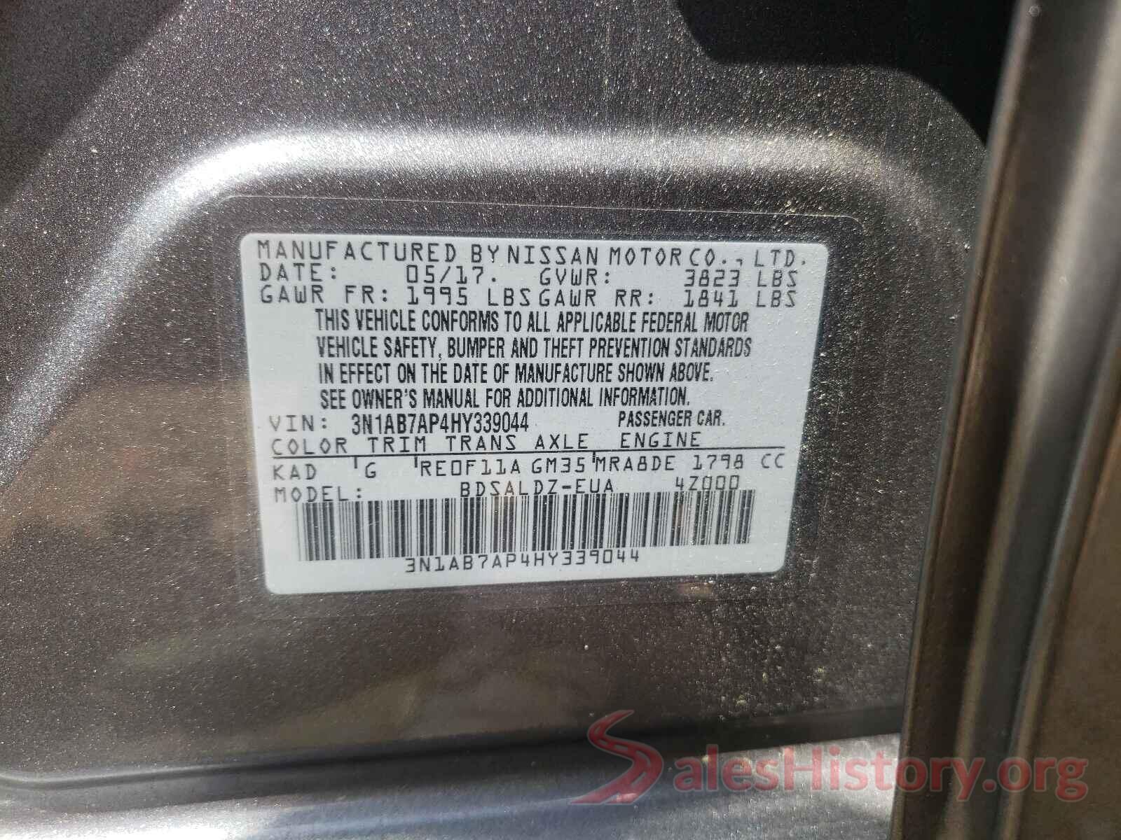 3N1AB7AP4HY339044 2017 NISSAN SENTRA