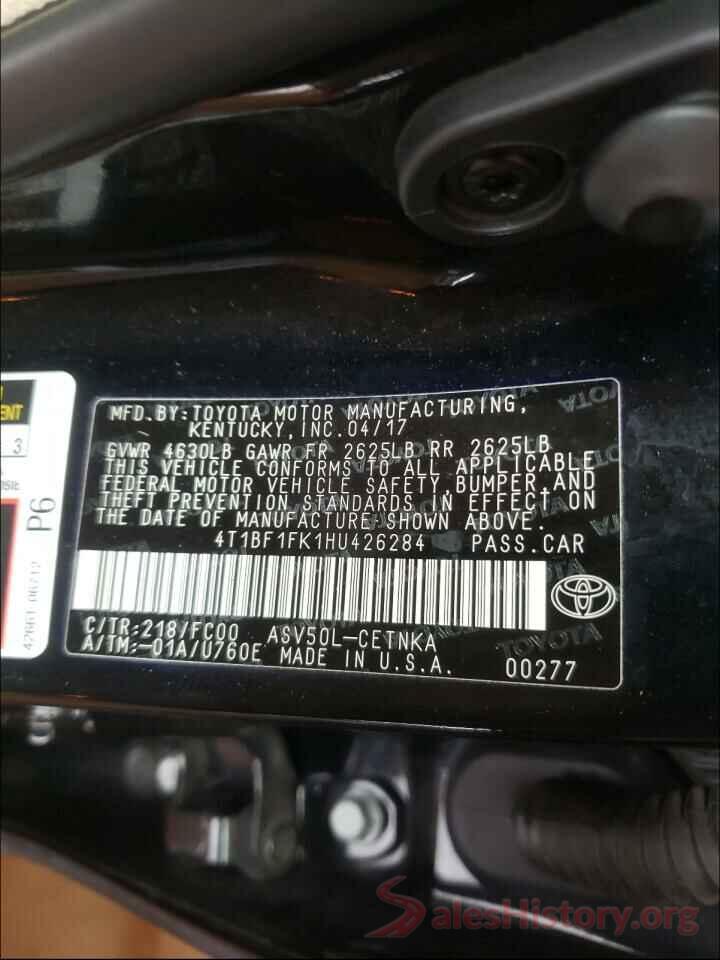 4T1BF1FK1HU426284 2017 TOYOTA CAMRY