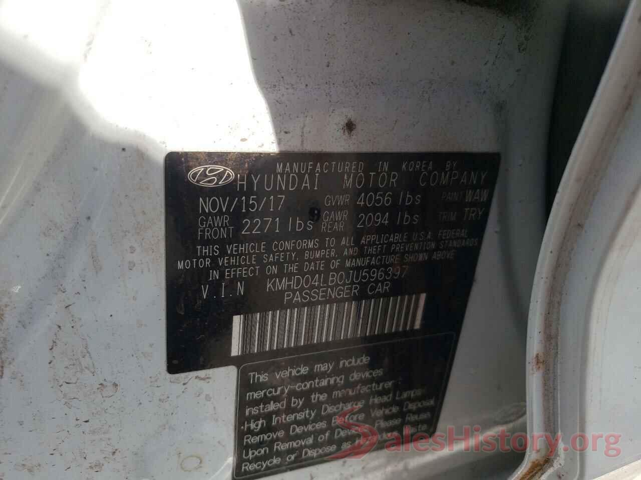 KMHD04LB0JU596397 2018 HYUNDAI ELANTRA