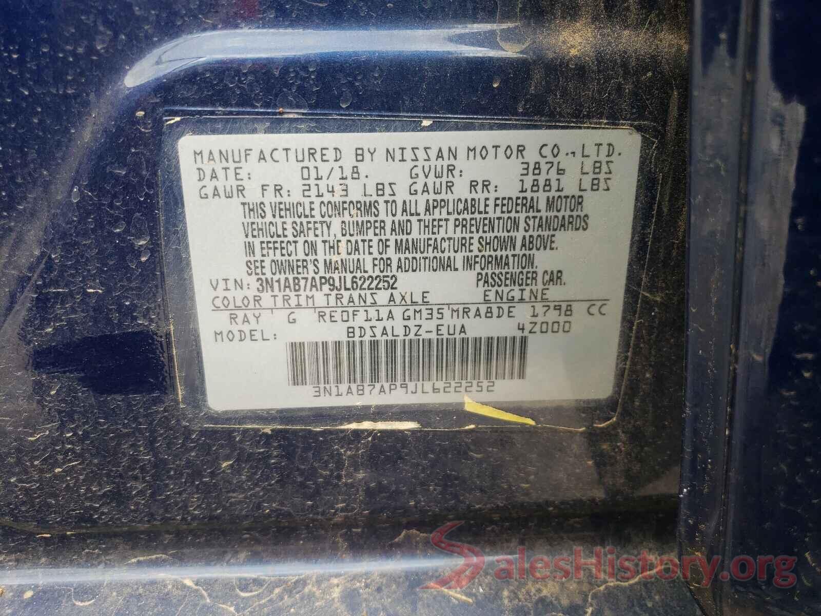 3N1AB7AP9JL622252 2018 NISSAN SENTRA