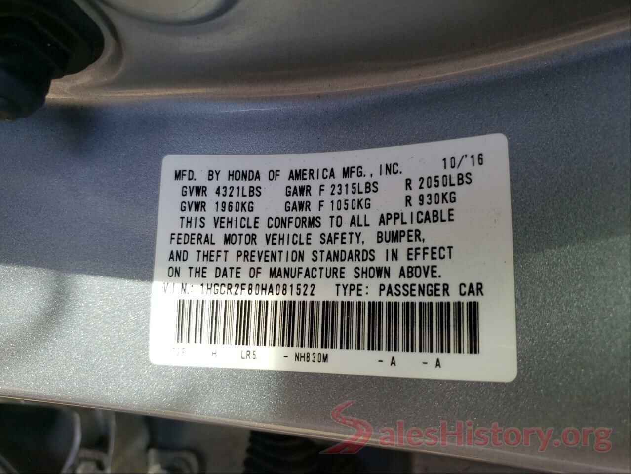 1HGCR2F80HA081522 2017 HONDA ACCORD