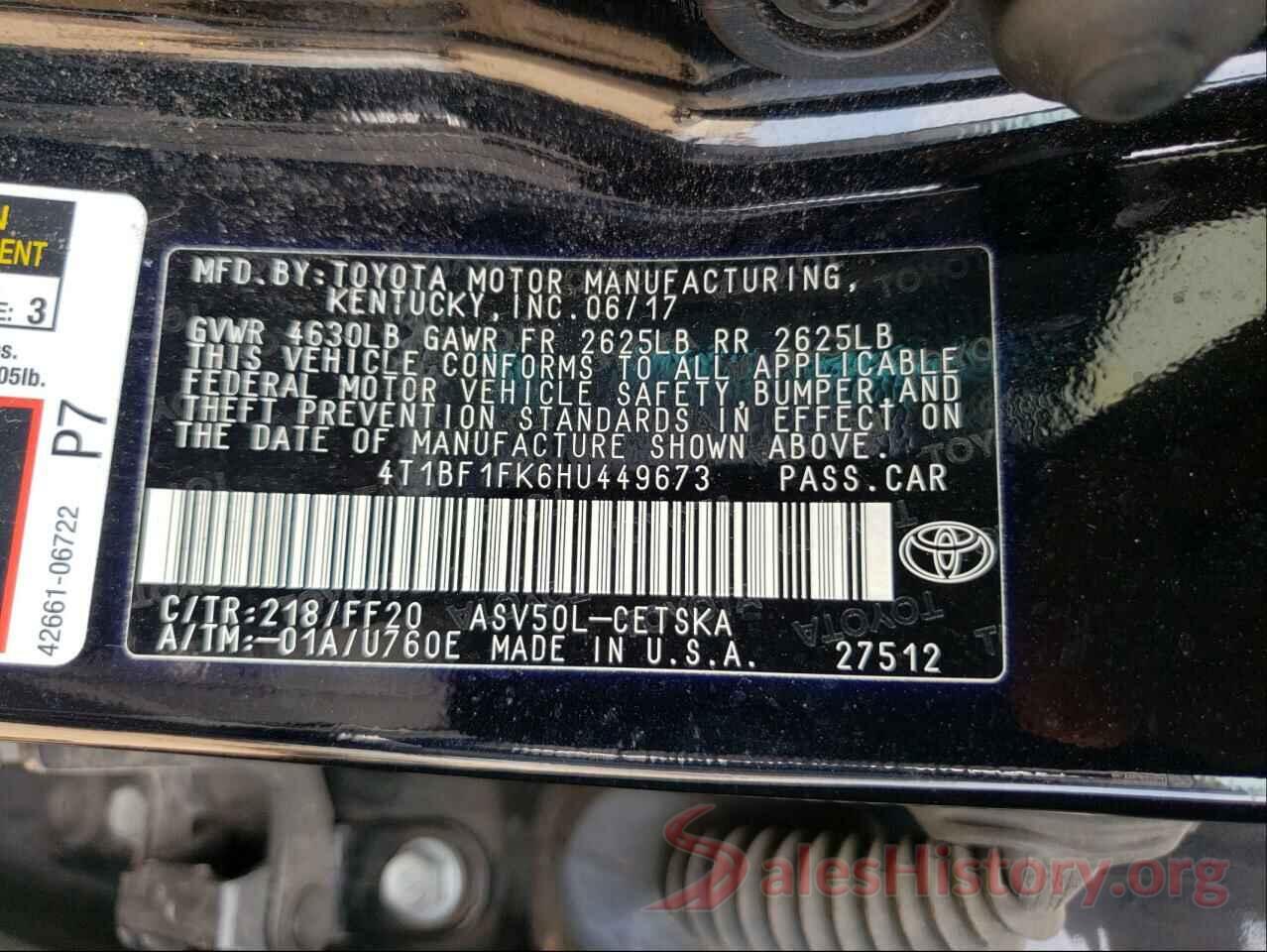 4T1BF1FK6HU449673 2017 TOYOTA CAMRY