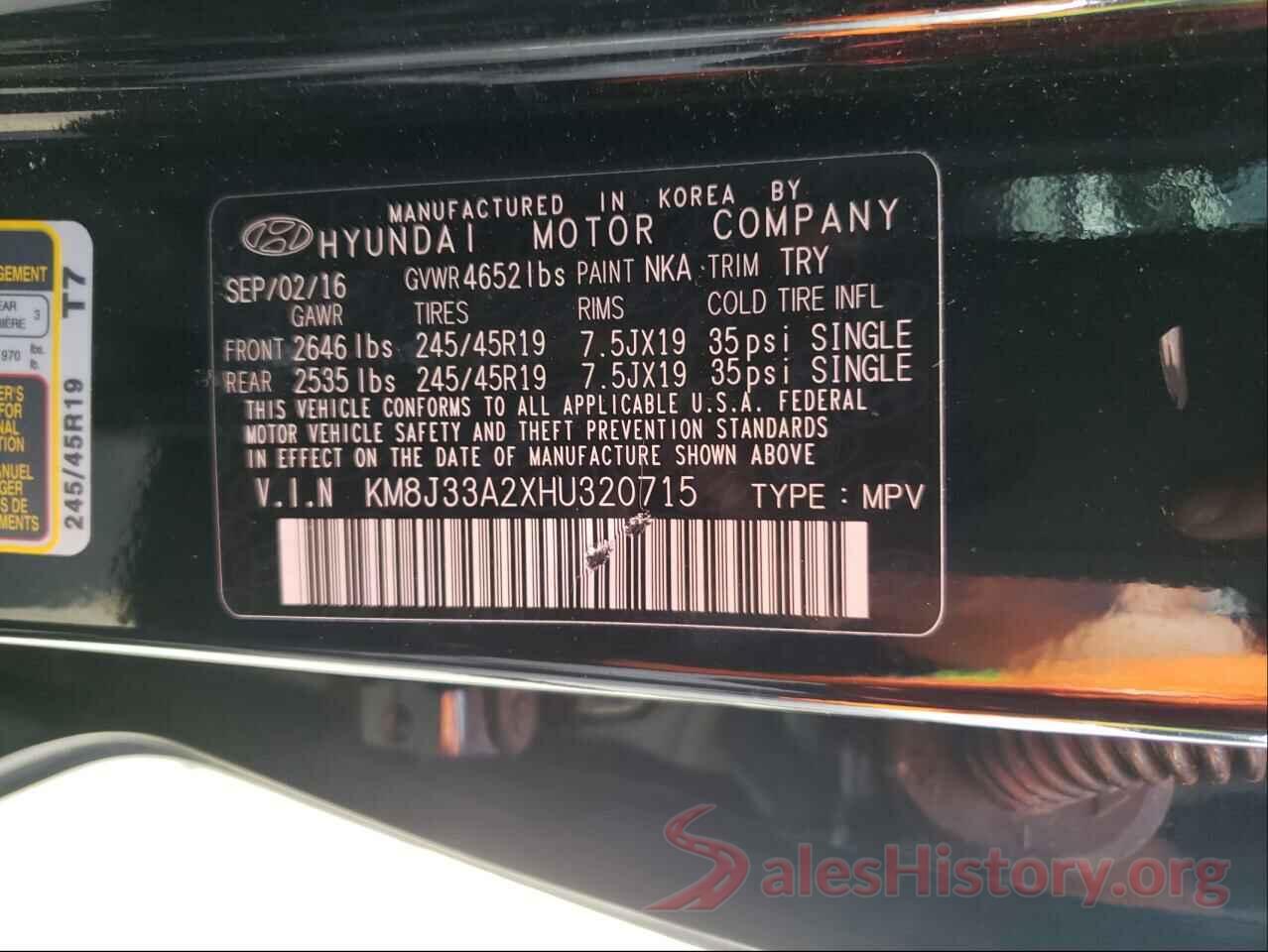 KM8J33A2XHU320715 2017 HYUNDAI TUCSON